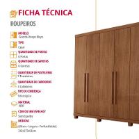 Guarda Roupa Casal Maya Mdf 6 Portas 6 Gavetas Pés Moderna Imbuia Com Pés - 6