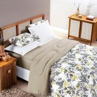 Edredom 2,60m X 2,40m + Jogo De Cama Malha Quality King 05 Peças 100% Algodão - Blossom