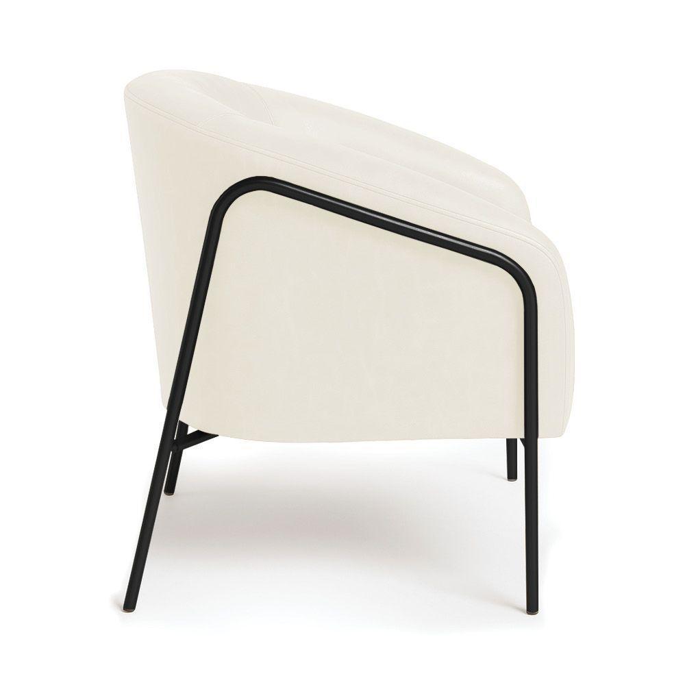 Poltrona Sala Industrial Alta Preto Kit 2 Stella Sintético Pu Bege D03 - D'rossi - 6