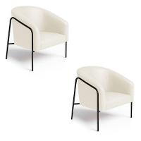 Poltrona Sala Industrial Alta Preto Kit 2 Stella Sintético Pu Bege D03 - D'rossi - 2