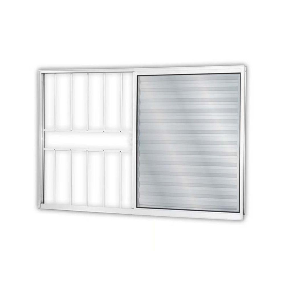 Janela Veneziana Vitralfer - 120x100 3 Folhas - 1 Fixa C-grade Branca - 1