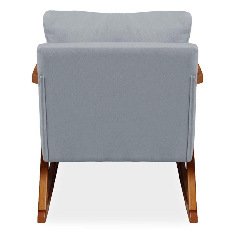 Poltrona Cadeira Balanço Amber Luxo Madeira Maciça Veludo Cinza Grafite- Mabe Magazine - 4