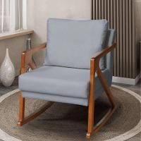 Poltrona Cadeira Balanço Amber Luxo Madeira Maciça Veludo Cinza Grafite- Mabe Magazine - 1