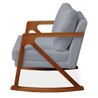 Poltrona Cadeira Balanço Amber Luxo Madeira Maciça Veludo Cinza Grafite- Mabe Magazine - 3