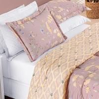 Edredom 2,60m X 2,40m + Jogo De Cama Bouti Estampado King 07 Peças 100% Poliéster - Lavanda