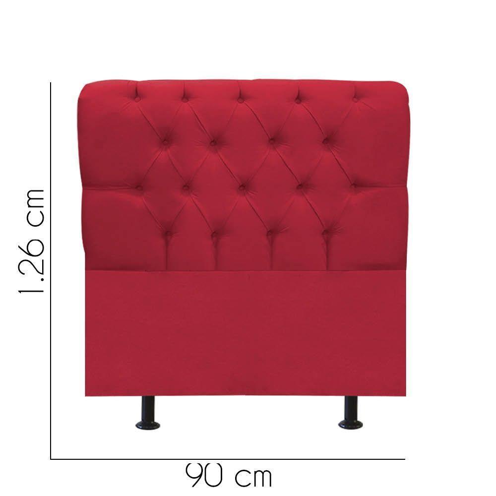 Cabeceira Estofada Cama Box Solteiro 90cm París Suede Vermelho- Mabe Magazine - 3