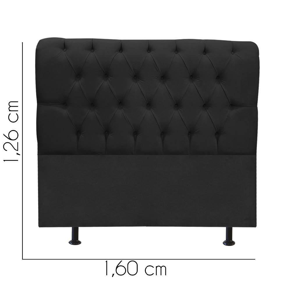 Cabeceira Estofada Cama Box Queen 160cm París Suede Preto- Mabe Magazine - 3