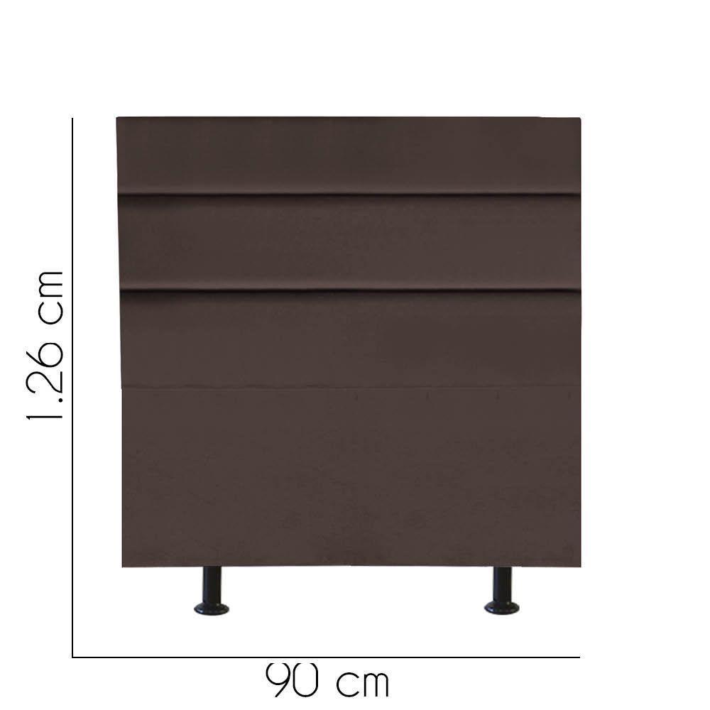 Cabeceira Estofada Cama Box Solteiro 90cm Argentina Suede Marrom- Mabe Magazine - 3