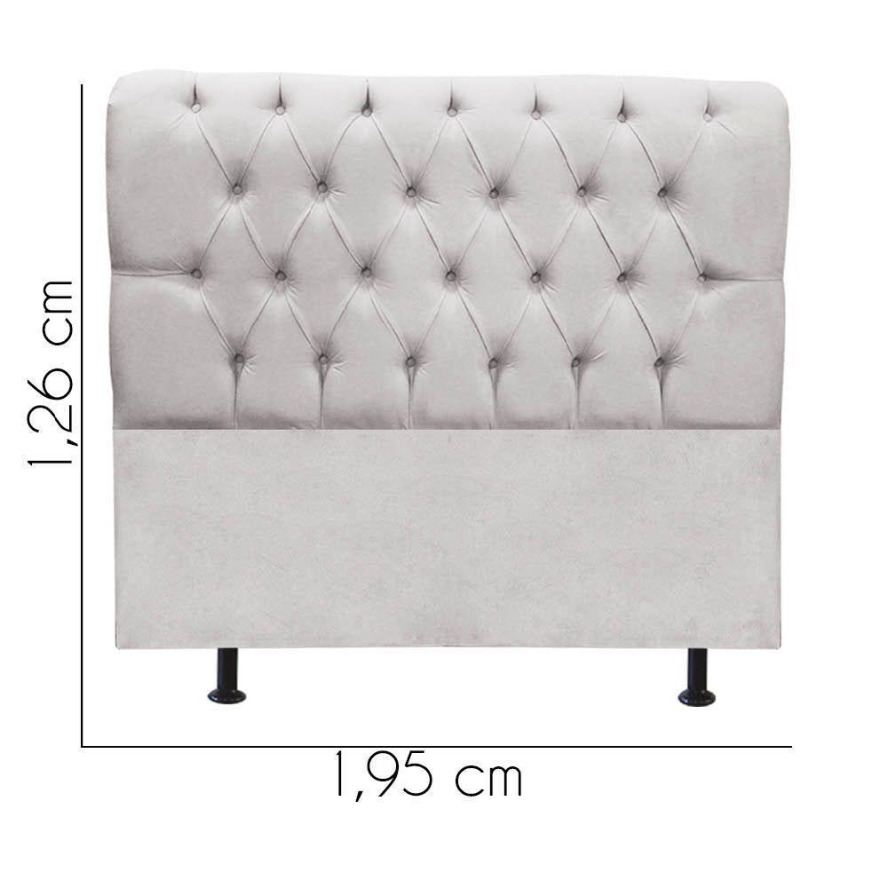 Cabeceira Estofada Cama Box King 195cm París Suede Cinza Claro- Mabe Magazine - 3
