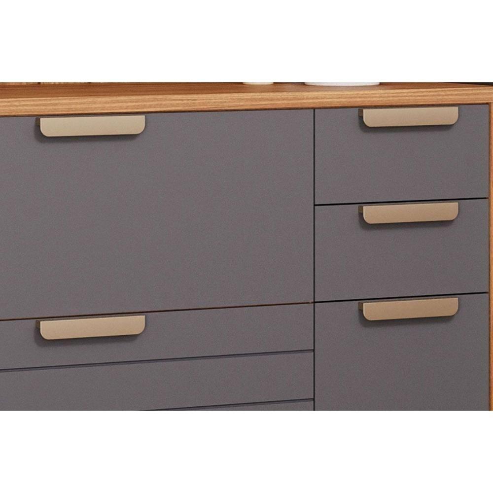 Kit Cozinha Modulada 5 Peças Eloise 2 Aéreos + 1 Balcão + 1 Torre Quente + 1 Complemento C5p109 Freijó Titanium - 5