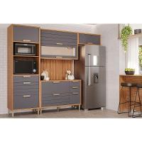 Kit Cozinha Modulada 5 Peças Eloise 2 Aéreos + 1 Balcão + 1 Torre Quente + 1 Complemento C5p109 Freijó Titanium - 1