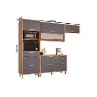 Kit Cozinha Modulada 5 Peças Eloise 2 Aéreos + 1 Balcão + 1 Torre Quente + 1 Complemento C5p109 Freijó Titanium - 2