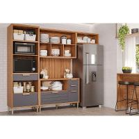 Kit Cozinha Modulada 5 Peças Eloise 2 Aéreos + 1 Balcão + 1 Torre Quente + 1 Complemento C5p109 Freijó Titanium - 3