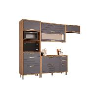 Kit Cozinha Modulada 5 Peças Eloise 2 Aéreos + 1 Balcão + 1 Torre Quente + 1 Complemento C5p109 Freijó Titanium