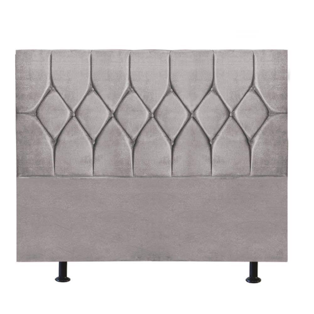 Cabeceira Estofada Cama Box Casal 140cm Istambul Corino Cinza Claro- Mabe Magazine - 2
