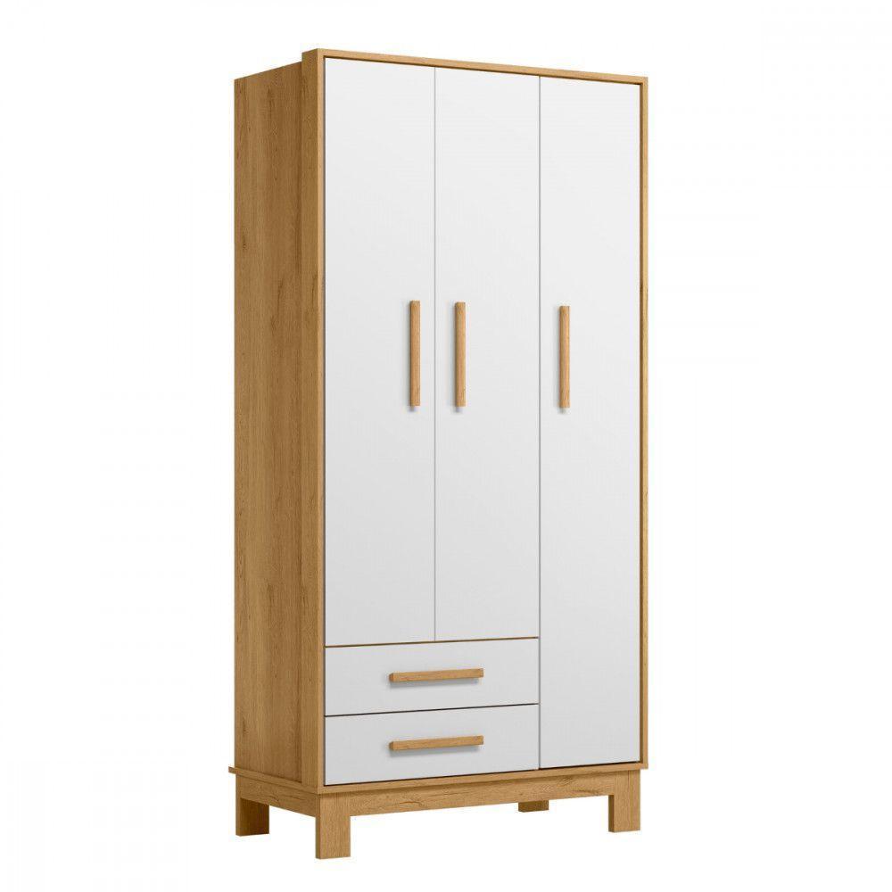 Guarda Roupa Infantil Encanto Slim Freijo Com Branco Qmovi Freijo Com Branco - 1