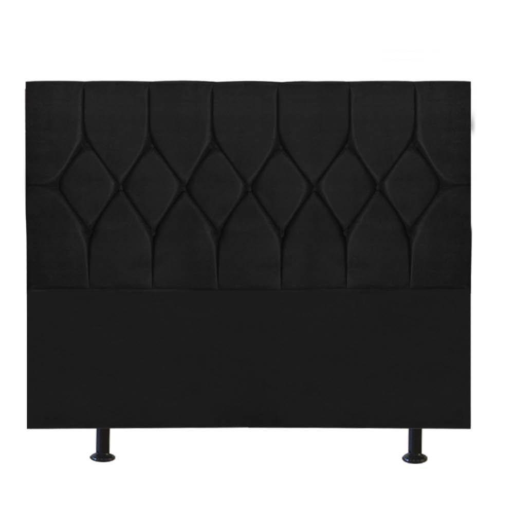 Cabeceira Estofada Cama Box Queen 160cm Istambul Corino Preto- Mabe Magazine - 2