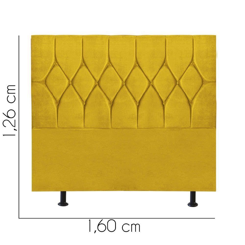 Cabeceira Estofada Cama Box Queen 160cm Istambul Corino Amarelo- Mabe Magazine - 3