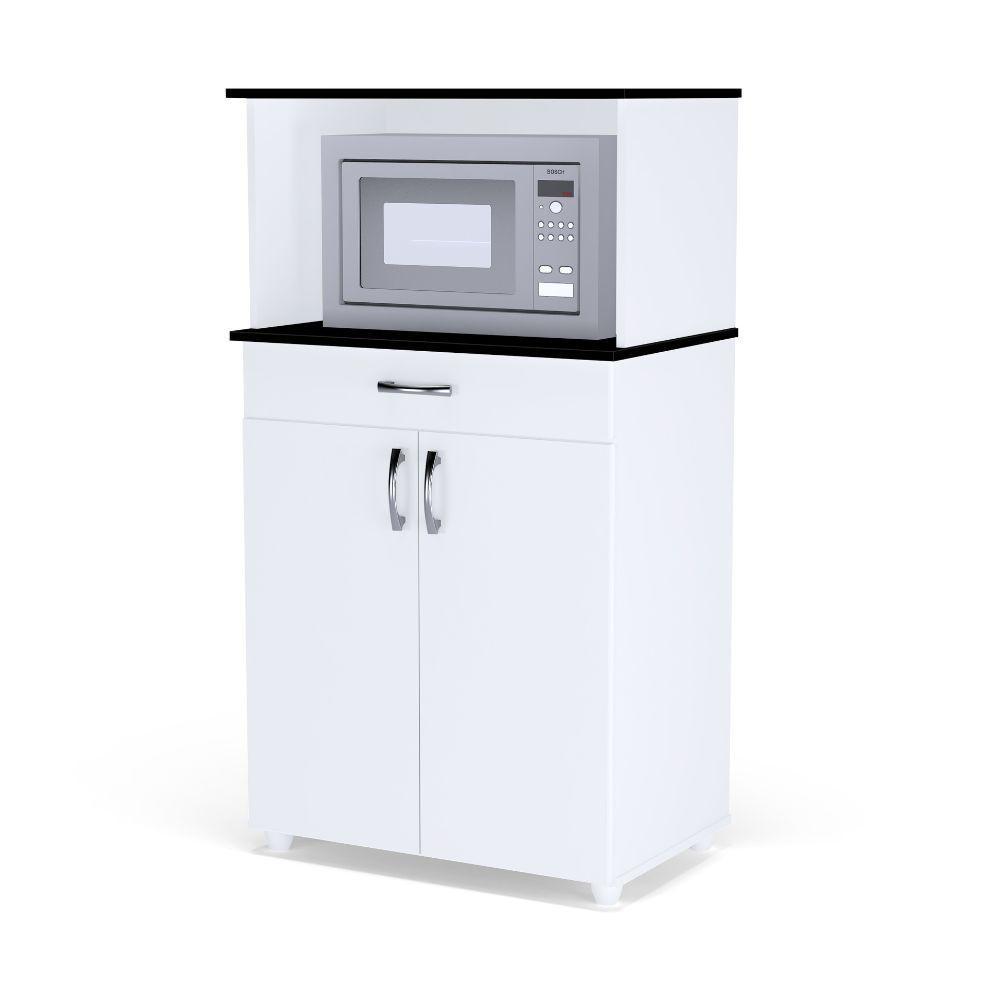 Balcão Para Cozinha Multiuso 2 Portas E Repartição Superior Para Forno Microondas Carina Branco- Mabe Magazine - 1