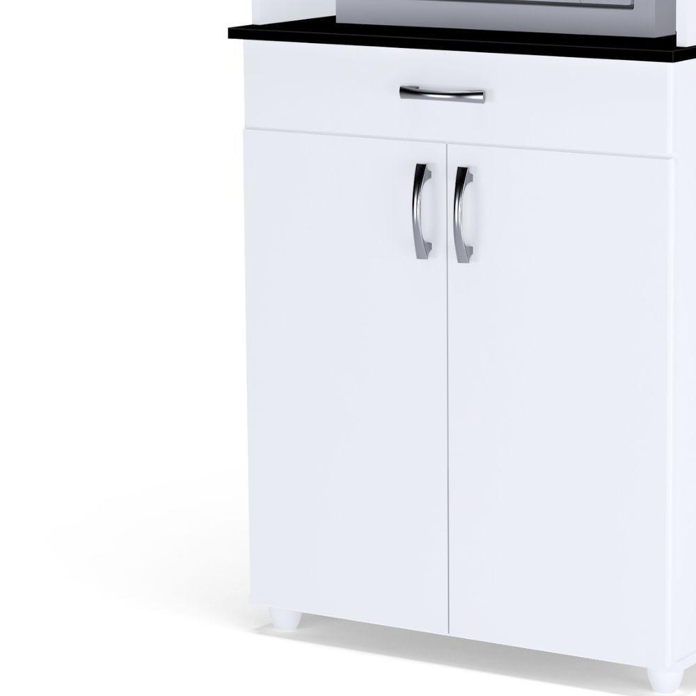 Balcão Para Cozinha Multiuso 2 Portas E Repartição Superior Para Forno Microondas Carina Branco- Mabe Magazine - 2