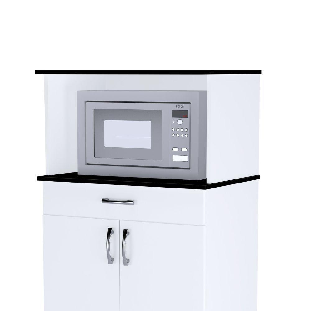 Balcão Para Cozinha Multiuso 2 Portas E Repartição Superior Para Forno Microondas Carina Branco- Mabe Magazine - 3