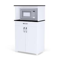 Balcão Para Cozinha Multiuso 2 Portas E Repartição Superior Para Forno Microondas Carina Branco- Mabe Magazine - 1