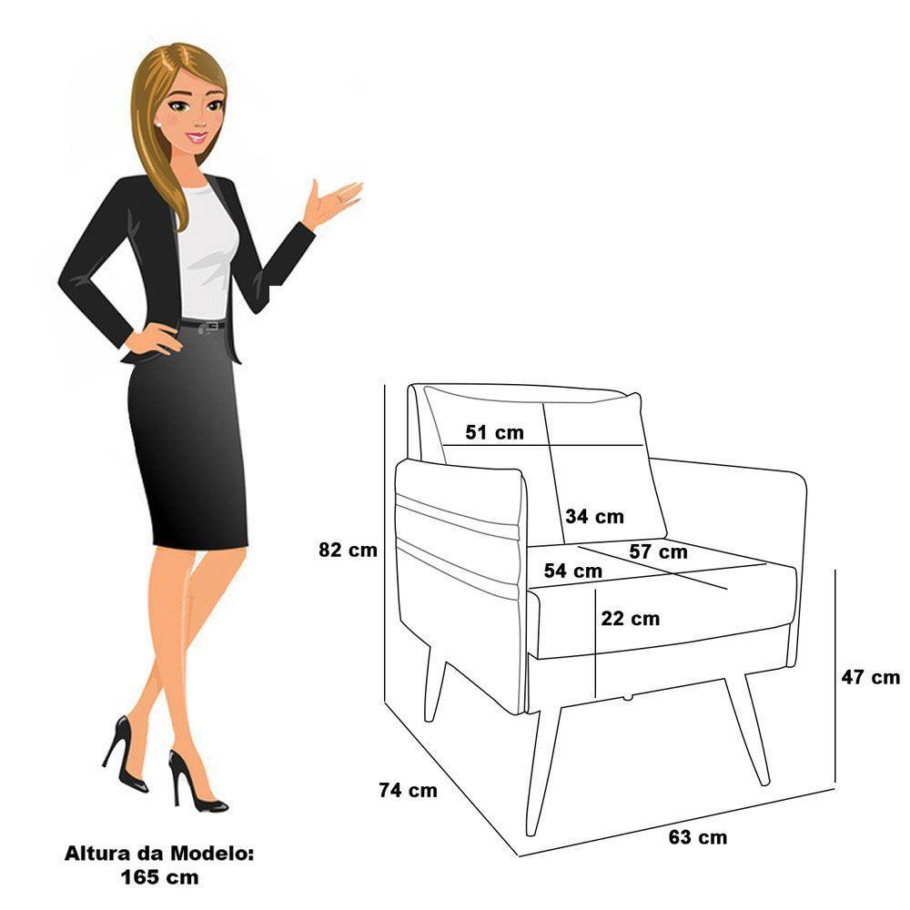 Kit 02 Poltronas Mari Veludo Rosê Pés Palito De Ferro Preto - 4