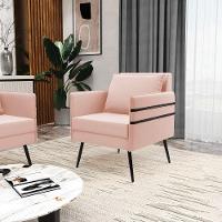 Kit 02 Poltronas Mari Veludo Rosê Pés Palito De Ferro Preto - 2