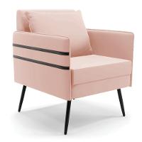 Kit 02 Poltronas Mari Veludo Rosê Pés Palito De Ferro Preto - 5