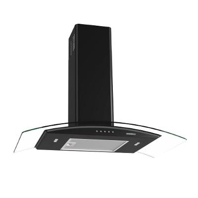 Coifa de Parede Nardelli Clean Vidro Curvo 80cm Aço Pintado Preto 110V