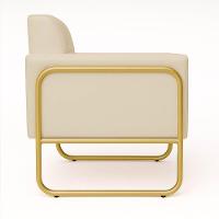 Poltrona Sala Industrial Alta Tubo Dourado Kit 2 Elisa Sintético D03 - D'rossi Branco - 7