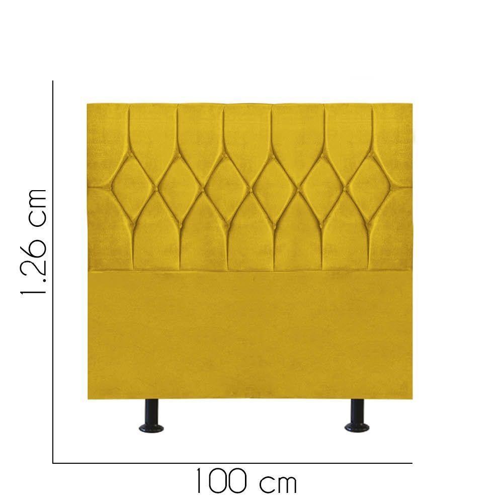 Cabeceira Estofada Cama Box Solteiro 100cm Istambul Corino Amarelo- Mabe Magazine - 3