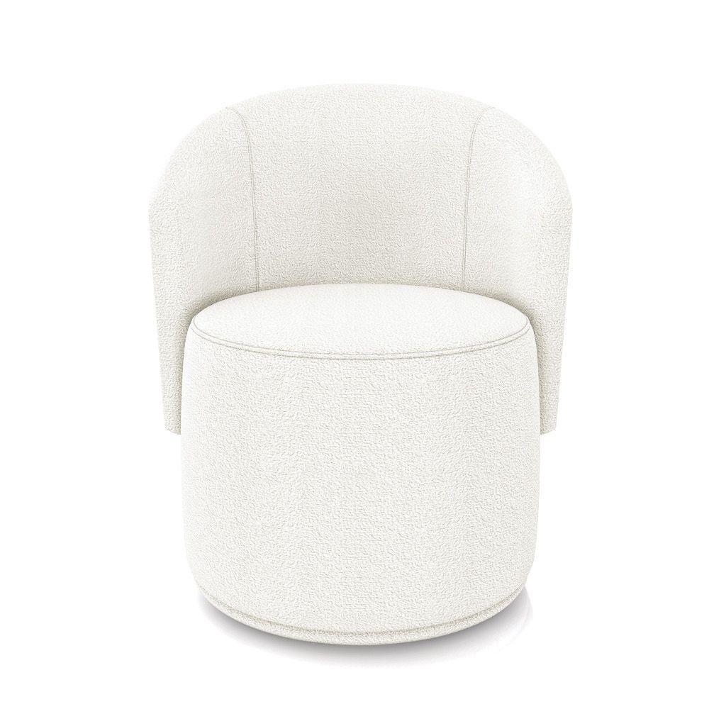 Poltrona Decorativa Orgânica Fixa Para Sala Kit 2 Malu Bouclê Off White M11 - D'rossi - 5