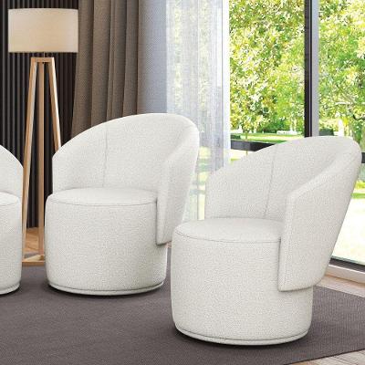 Poltrona Decorativa Orgânica Fixa Kit 2 Malu M11 Bouclê Off White D'Rossi