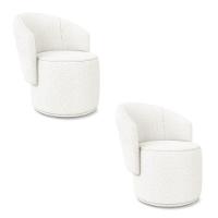 Poltrona Decorativa Orgânica Fixa Para Sala Kit 2 Malu Bouclê Off White M11 - D'rossi - 2