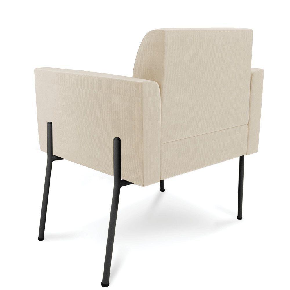 Poltrona Pé De Ferro Preto Para Sala Kit 2 Marisa Suede Bege - 6