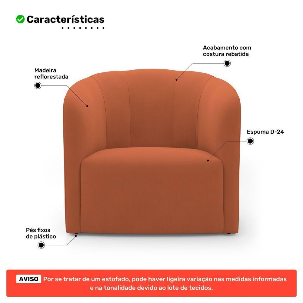 Kit 02 Poltronas Decorativas Abby Veludo Terracota - Abmaza - 3