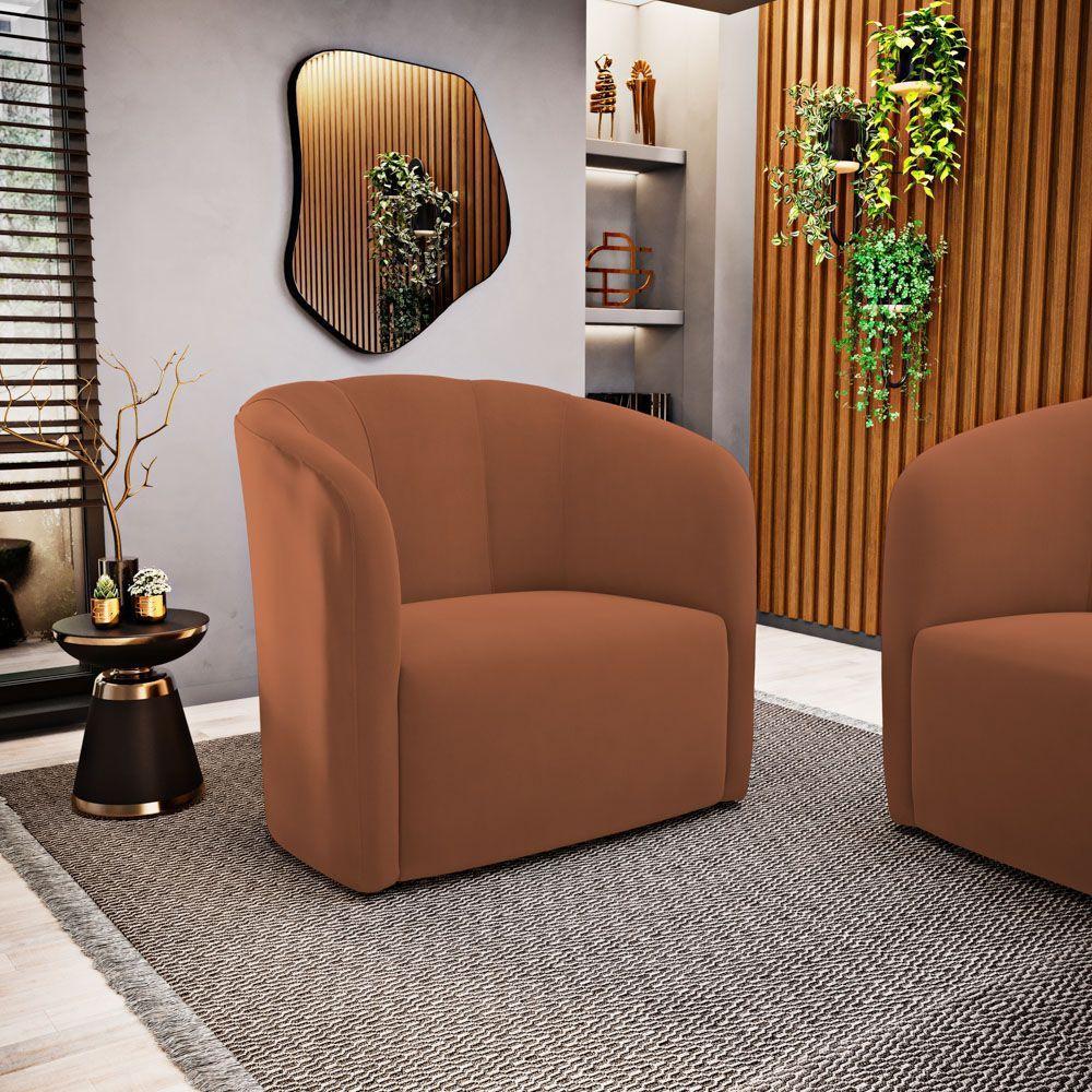 Kit 02 Poltronas Decorativas Abby Veludo Terracota - Abmaza - 9