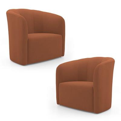 Kit 02 Poltronas Decorativas Abby Veludo Terracota - Abmaza