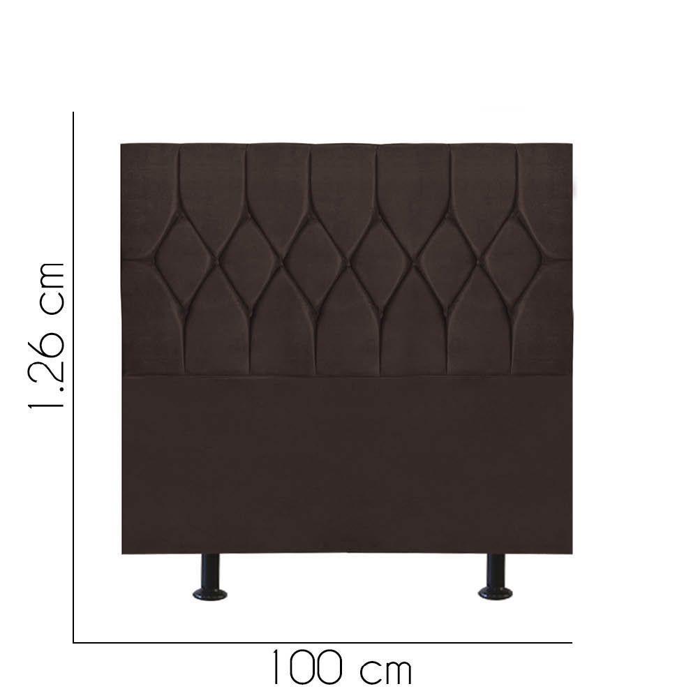 Cabeceira Estofada Cama Box Solteiro 100cm Istambul Corino Marrom- Mabe Magazine - 3
