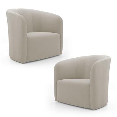 Kit 02 Poltronas Decorativas Abby Veludo Bege - Abmaza