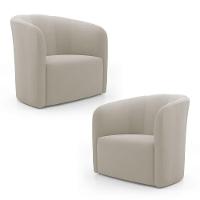 Kit 02 Poltronas Decorativas Abby Veludo Bege - Abmaza - 1