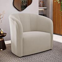 Kit 02 Poltronas Decorativas Abby Veludo Bege - Abmaza - 2