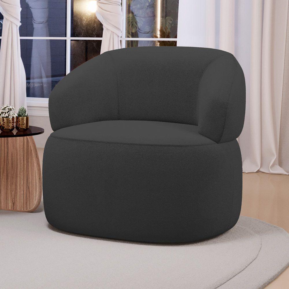 Kit 02 Poltronas Orgânicas Giratória Living Glee Bouclê Grafite - Abmaza - 2