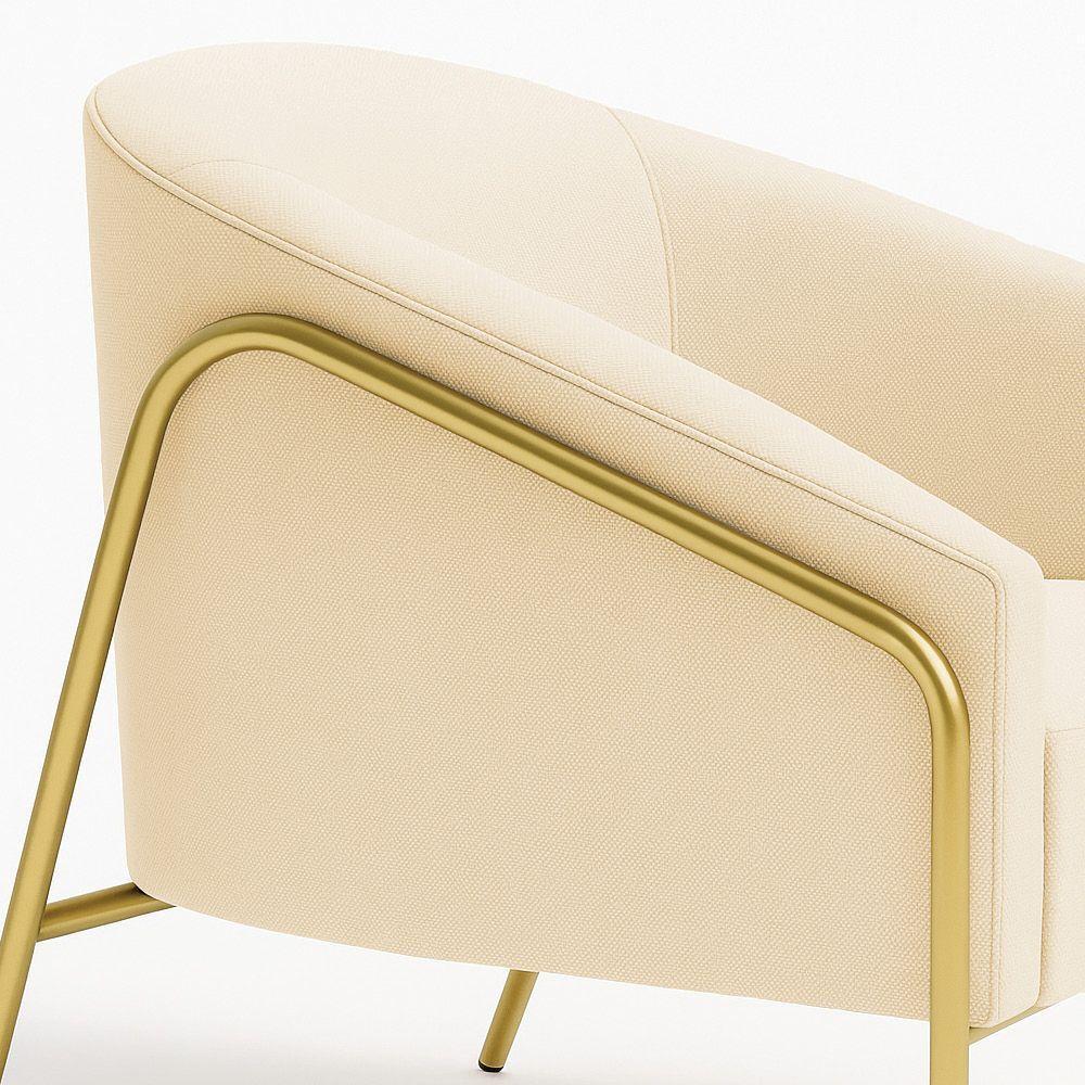 Poltrona Sala Industrial Alta Dourado Stella Linho Bege D03 - D'rossi - 7
