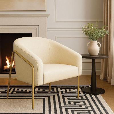 Poltrona Sala Industrial Alta Dourado Stella Linho Bege D03 - D'rossi