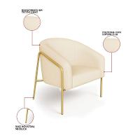 Poltrona Sala Industrial Alta Dourado Stella Linho Bege D03 - D'rossi - 3