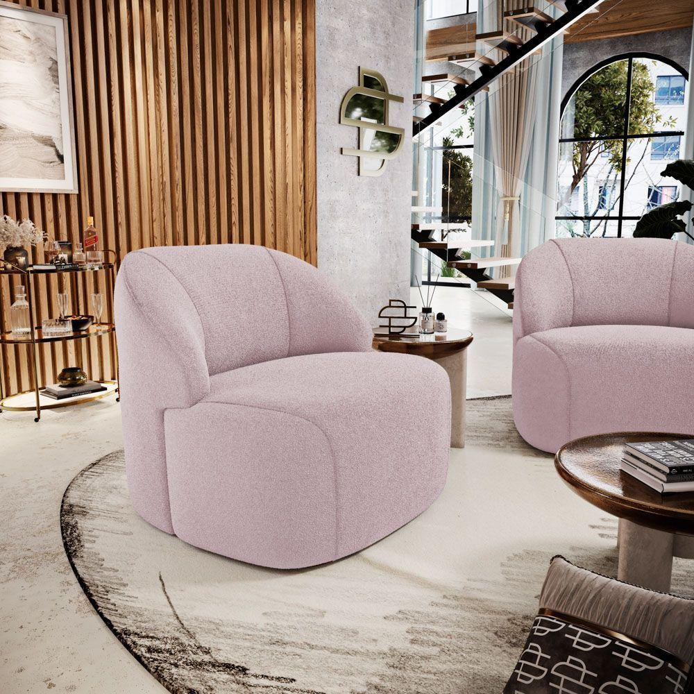 Kit 02 Poltronas Decorativas Kaya Orgânica Bouclê Rosê - Abmaza - 9