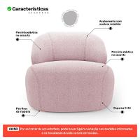 Kit 02 Poltronas Decorativas Kaya Orgânica Bouclê Rosê - Abmaza - 3