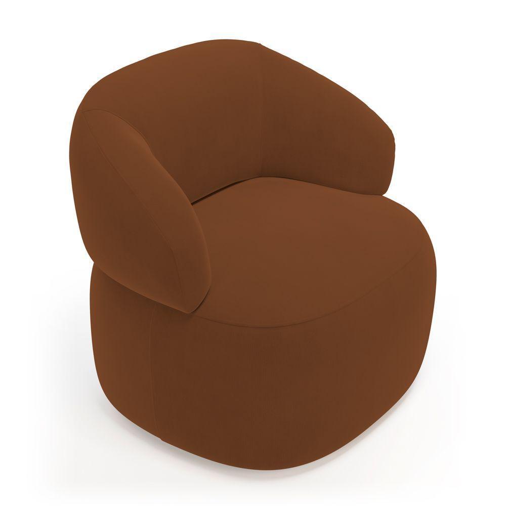 Kit Poltrona Giratória E Sofá Orgânico Living Glee 03 Lugares 170cm Veludo Terracota - Abmaza - 7